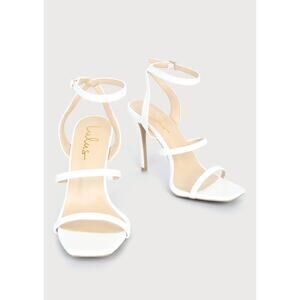 Lulus Leticiya White Ankle-Strap High Heel Sandals Stiletto Women’s Size US 7.5